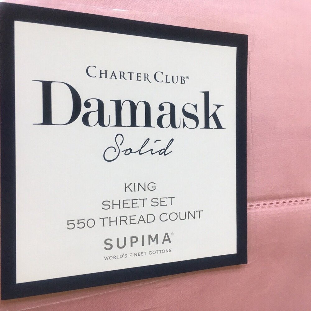 new Charter Club 550 TC 100% Supima Cotton KING Sheet Set in CHERRY BLOSSOM PINK